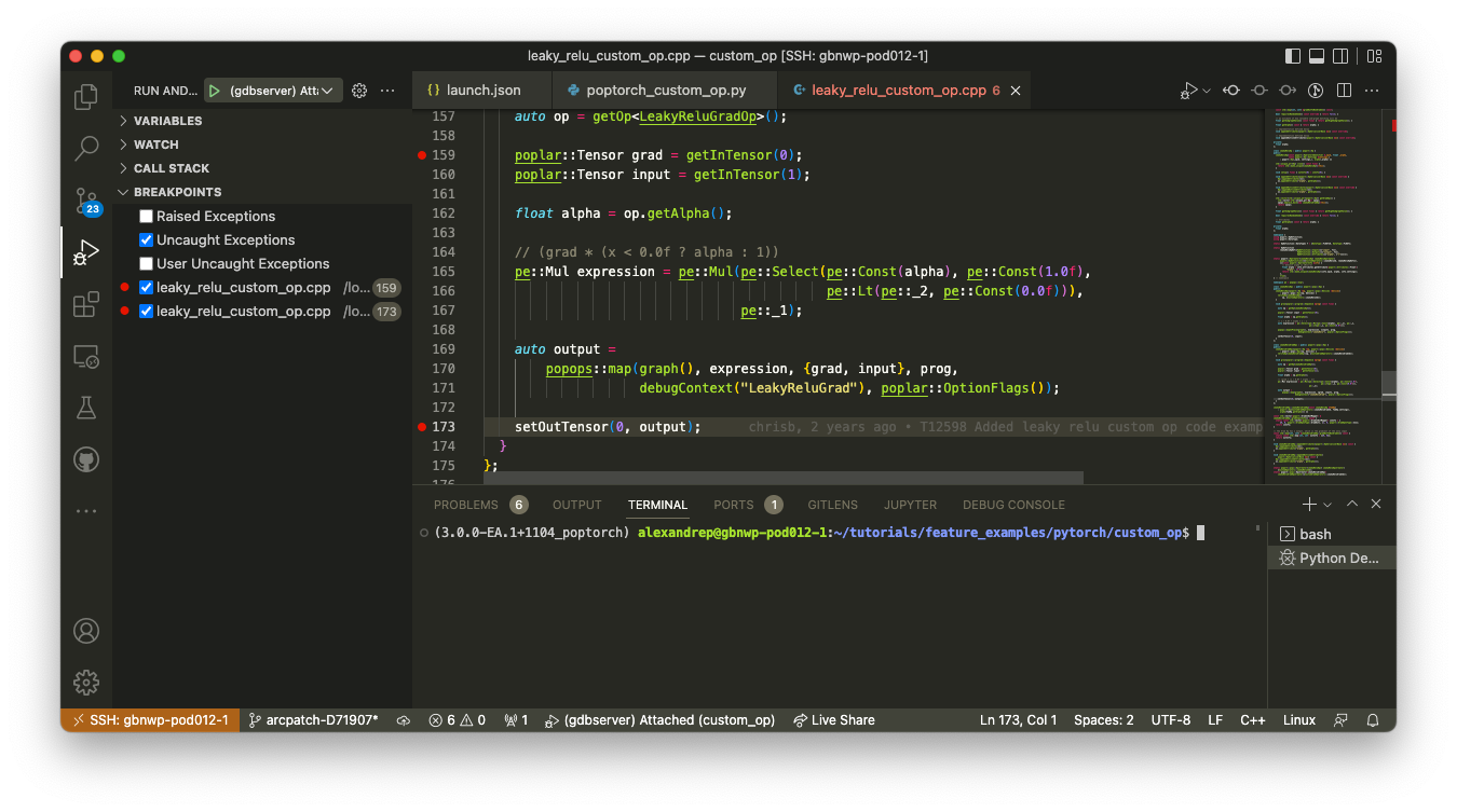 Set debug points in C++